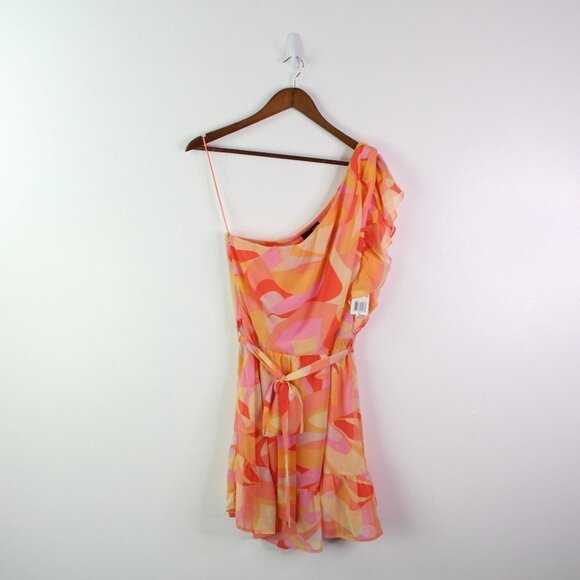 Aqua Printed One Shoulder Dress Orange Size XL‎ - Picture 2 of 6